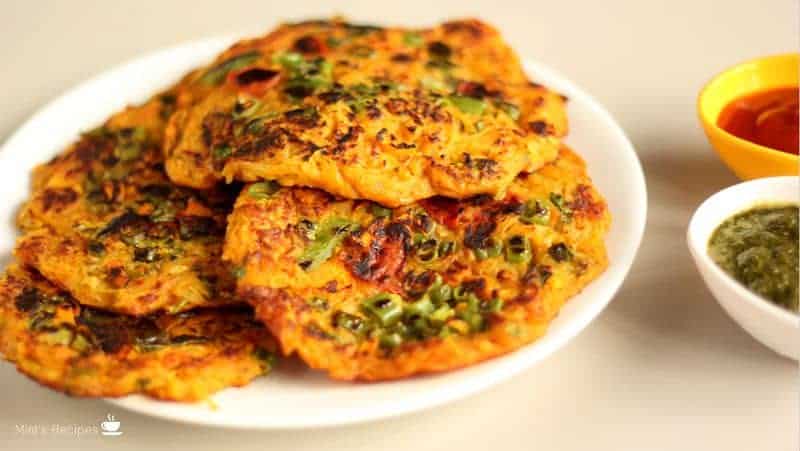 How To Make Potato Laccha Pancakes Recipe - Indian Vegan Recipe - Mints ...